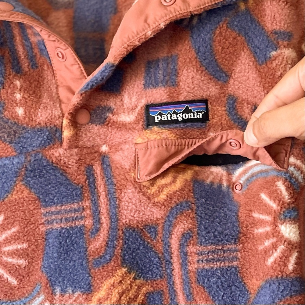 Patagonia Synchilla Snap-T Fleece Pullover Canyon Block Sisu Brown Large EUC - Picture 5 of 10